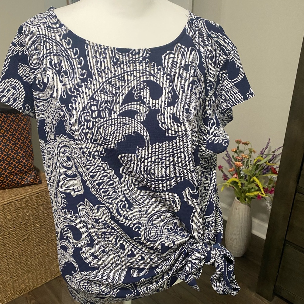 Michael Kors navy and white shirt